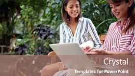  Presentation with botanical garden - Beautiful presentation theme featuring young-female-biology-student-showing backdrop and a coral colored foreground