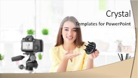  Presentation with diffuser - Cool new presentation theme with young female blogger with diffuser backdrop and a white colored foreground