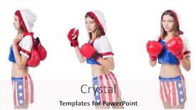  Presentation with boxer - Amazing presentation theme having young female boxer isolated on white backdrop and a sky blue colored foreground