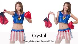  Presentation with gold medal - Presentation theme enhanced with young female boxer with gold background and a white colored foreground