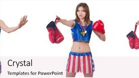  Presentation with gold medal - Presentation theme enhanced with young female boxer with gold background and a lemonade colored foreground
