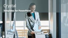  Presentation with foreign - Slides consisting of young-female-broker-putting-financial background and a gray colored foreground