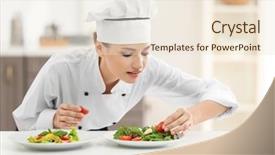  Presentation with chef - Slide deck featuring young female chef with tasty background and a lemonade colored foreground