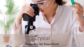  Presentation with rat in lab - Slides having young female chemist working in the lab background and a coral colored foreground