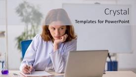  Presentation with chemist - PPT layouts with young-female-chemist-working background and a  colored foreground
