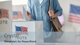  Presentation with paper making - Presentation theme having young-female-citizen-of-united background and a light blue colored foreground