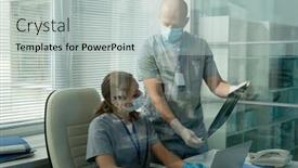  Presentation with lung - Beautiful PPT theme featuring young-female-clinician-in-protective backdrop and a light gray colored foreground