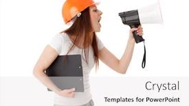  Presentation with construction - PPT theme featuring young-female-construction-superintendent background and a white colored foreground