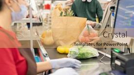  Presentation with products supermarket - Theme enhanced with young-female-consumer-putting-fresh background and a coral colored foreground