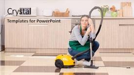  Presentation with contractor - Cool new presentation theme with young female contractor doing housework backdrop and a lemonade colored foreground