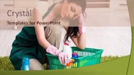  Presentation with contractor - Presentation enhanced with young-female-contractor-doing-housework background and a coral colored foreground