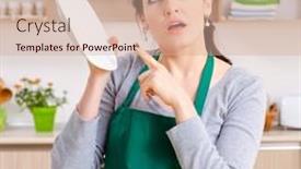  Presentation with contractor - PPT theme featuring young-female-contractor-doing-housework background and a  colored foreground