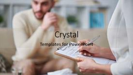  Presentation with pen - Colorful slide set enhanced with young female counselor with pen backdrop and a coral colored foreground