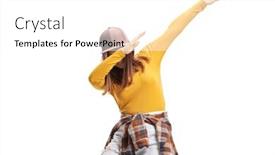  Presentation with female - PPT theme with young-female-dabbing-isolated background and a white colored foreground