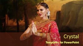  Presentation with indian traditional - Audience pleasing presentation theme consisting of young-female-dancer-dressed backdrop and a tawny brown colored foreground