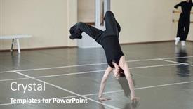  Presentation with element - PPT theme having young-female-dancer-wearing-black background and a gray colored foreground