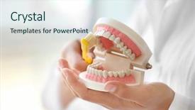  Presentation with dentist - Slide deck consisting of young female dentist cleaning dental background and a sky blue colored foreground