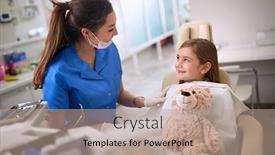  Presentation with dentist - Amazing PPT layouts having young-female-dentist-relaxes-girl backdrop and a coral colored foreground