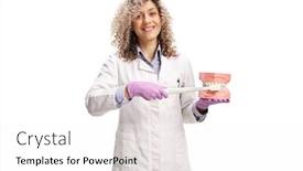  Presentation with dentist - Cool new presentation design with young-female-dentist-showing backdrop and a white colored foreground