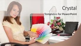  Presentation with interior designer - Colorful slide set enhanced with young female designer of interior backdrop and a  colored foreground