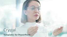  Presentation with information technologies - Presentation design consisting of young-female-developer-of-progressive background and a sky blue colored foreground