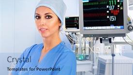  Presentation with ecg - Amazing presentation having young-female-doctor-and-ecg backdrop and a light blue colored foreground