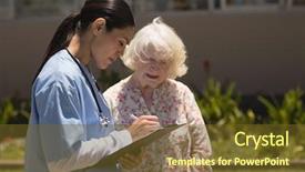  Presentation with elementary school female career day - Amazing PPT layouts having young female doctor discussing medical backdrop and a tawny brown colored foreground