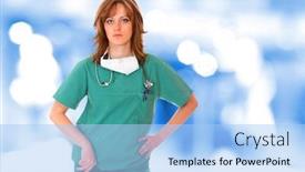  Presentation with xray - Cool new theme with young female doctor holding up xray backdrop and a light blue colored foreground