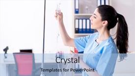 Presentation with infusion - Presentation theme consisting of young female doctor in infusion background and a light blue colored foreground