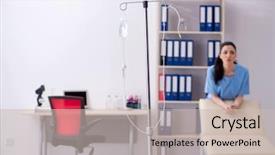  Presentation with infusion - Presentation design with young female doctor in infusion background and a soft green colored foreground