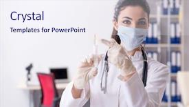  Presentation with infusion - Presentation theme with young female doctor in infusion background and a sky blue colored foreground