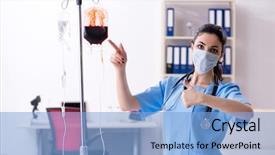  Presentation with infusion - Presentation featuring young female doctor in infusion background and a light blue colored foreground