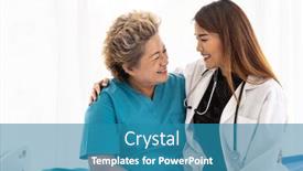  Presentation with female hospital patient - Slides having young-female-doctor-in-uniform background and a teal colored foreground