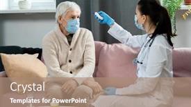  Presentation with body temperature - Colorful slide set enhanced with young-female-doctor-in-whitecoat backdrop and a coral colored foreground