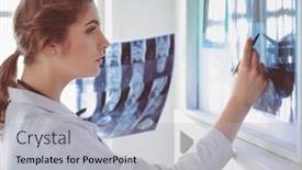  Presentation with lungs - Amazing slide deck having young-female-doctor-looking backdrop and a light gray colored foreground