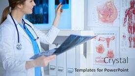  Presentation with lungs - Slide set featuring young-female-doctor-looking background and a light blue colored foreground