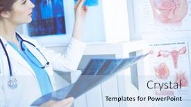  Presentation with lungs - Amazing presentation theme having young-female-doctor-looking backdrop and a light blue colored foreground