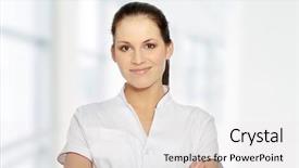  Presentation with trainee nurse sitting by female - Colorful theme enhanced with young female doctor or nurse backdrop and a white colored foreground