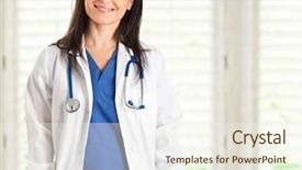  Presentation with female doctor - Slide set enhanced with young female doctor portrait background and a cream colored foreground