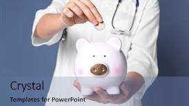  Presentation with worried young female college student - Cool new PPT layouts with young female doctor putting coin backdrop and a teal colored foreground