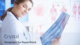  Presentation with radiologist - Audience pleasing slide deck consisting of young female doctor radiologist working in the clinic backdrop and a light blue colored foreground