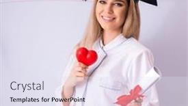  Presentation with female - Presentation with young-female-doctor-standing and a sky blue colored foreground