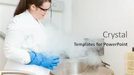  Presentation with female doctor - Cool new slide deck with young-female-doctor-using-sterilizing backdrop and a light gray colored foreground