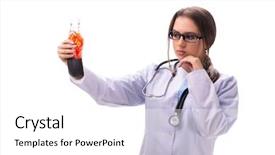 Presentation with blood gas - Presentation design featuring young female doctor with blood background and a white colored foreground