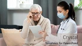  Presentation with medical video - Cool new slide deck with young-female-doctor-with-digital backdrop and a mint green colored foreground