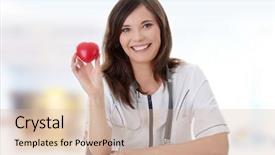  Presentation with medical heart - Beautiful PPT theme featuring young female doctor with heart backdrop and a lemonade colored foreground