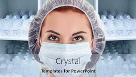  Presentation with infusion - Theme with young-female-doctor-with-infusion background and a light blue colored foreground