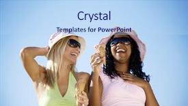  Presentation with ice cream - Presentation theme featuring young female dressed in summer background and a  colored foreground