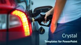  Presentation with refueling - Colorful PPT theme enhanced with young-female-driver-refueling backdrop and a ocean colored foreground