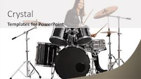  Presentation with drums - Audience pleasing slide set consisting of young-female-drummer-playing-drums backdrop and a white colored foreground